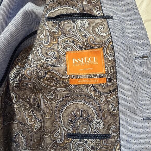 Nautical Linen Blazer Blue Birdseye Sports Coat Sz‎ XL Preppy Nautical Swiss Dot - Picture 10 of 13